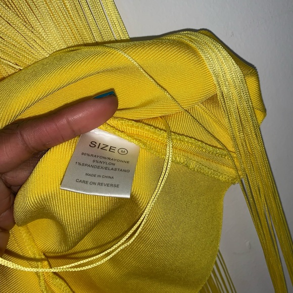 Yellow Fringe Bandage Dress - Picture 5 of 8